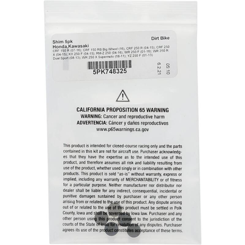 Yamaha WR 250 R Dual Sport Shim Kit - Hot Cams - 3.250mm - 5 Pack - `08-`13